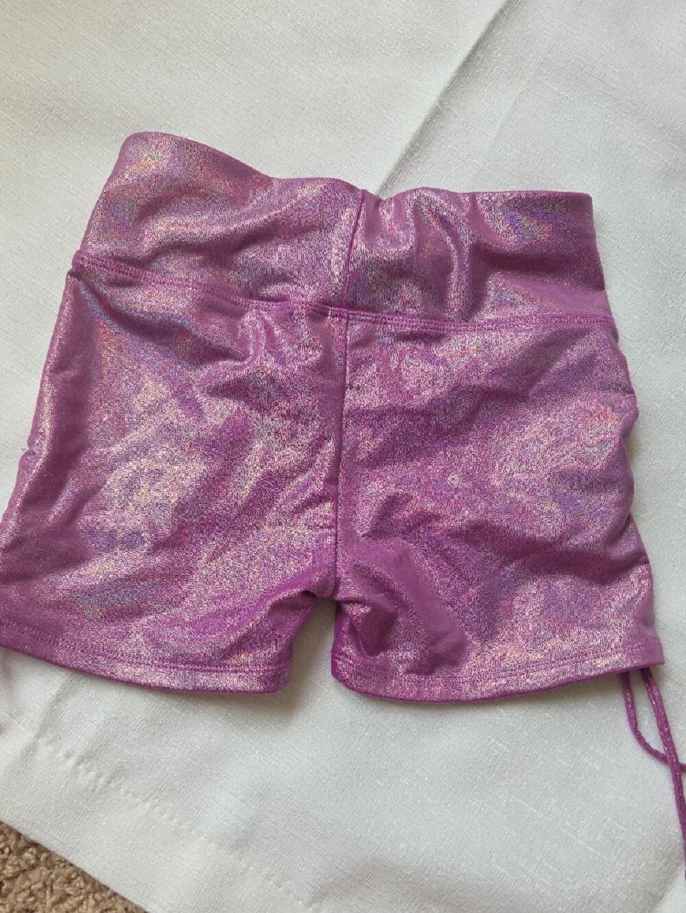 Justice Metallic Pink Bike Shorts with Side Drawstrings